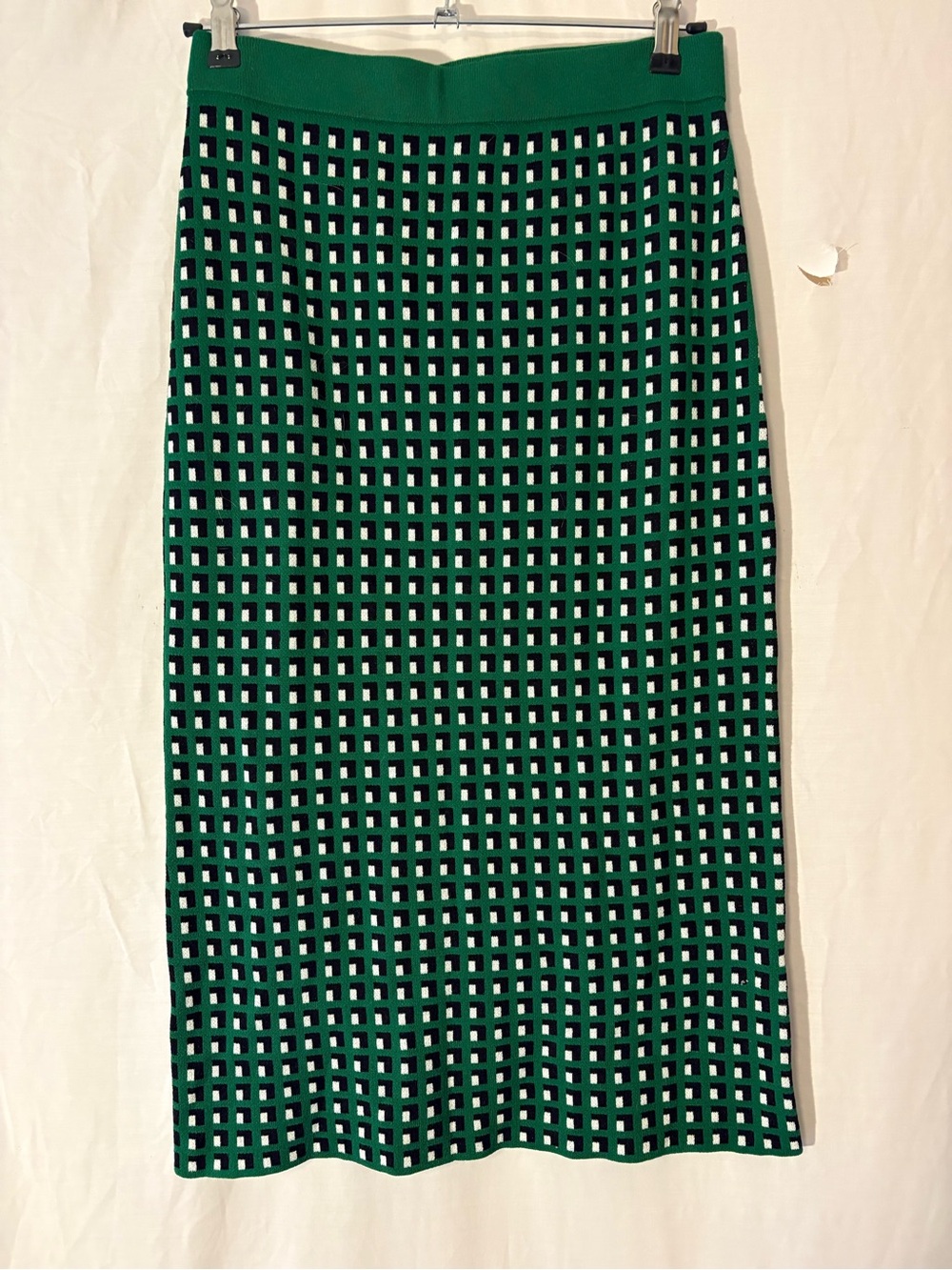 Banana Republic Green Check Knit Pencil Skirt